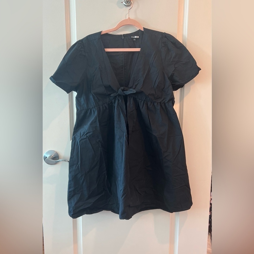Madewell Tie Front Black Mini Dress
